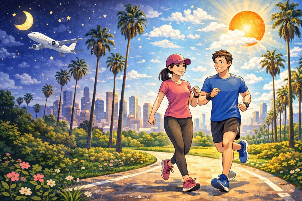 朝日とランニング